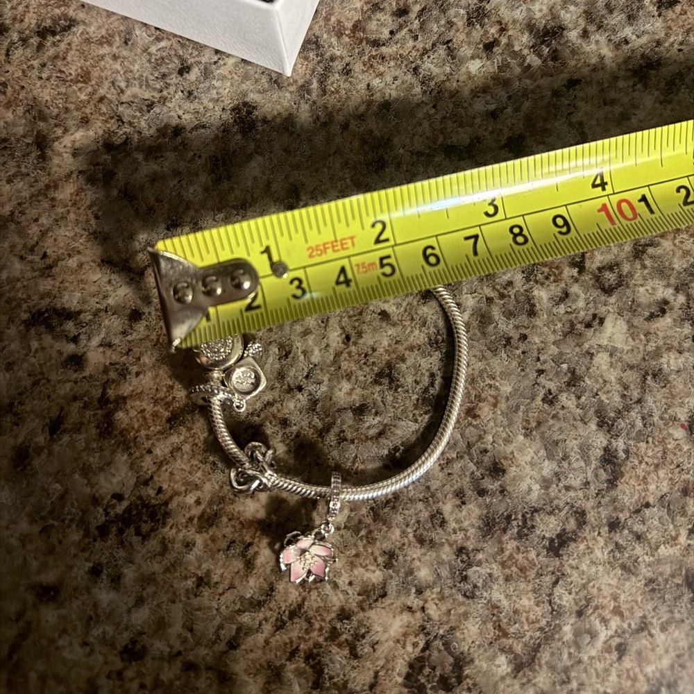 Pandora Silver Bracelet with Cherry Blossom Dangle Charm! - Picture 9 of 11